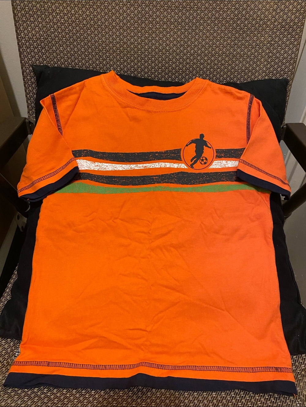 Garanimals Boys Orange SZ4 Short Sleeve Soccer Graphic Tee with Navy Accents (C)
